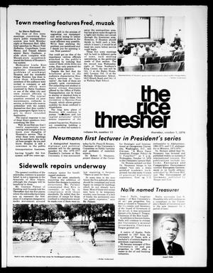 Primary view of object titled 'The Rice Thresher (Houston, Tex.), Vol. 64, No. 13, Ed. 1 Thursday, October 7, 1976'.