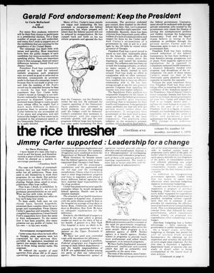 The Rice Thresher (Houston, Tex.), Vol. 64, No. 16, Ed. 1 Monday, November 1, 1976