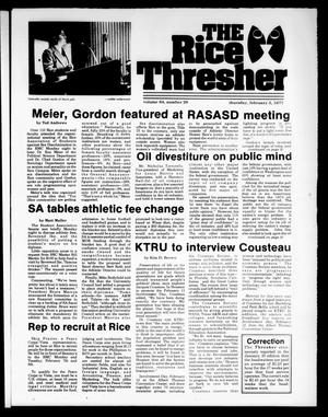 The Rice Thresher (Houston, Tex.), Vol. 64, No. 29, Ed. 1 Thursday, February 3, 1977