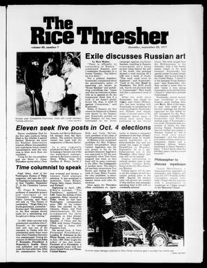 Primary view of object titled 'The Rice Thresher (Houston, Tex.), Vol. 65, No. 7, Ed. 1 Thursday, September 22, 1977'.