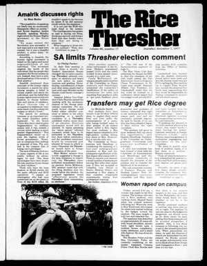 Primary view of object titled 'The Rice Thresher (Houston, Tex.), Vol. 65, No. 17, Ed. 1 Thursday, December 1, 1977'.
