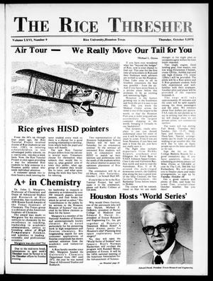 The Rice Thresher (Houston, Tex.), Vol. 66, No. 9, Ed. 1 Thursday, October 5, 1978