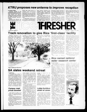 Primary view of object titled 'The Rice Thresher (Houston, Tex.), Vol. 67, No. 4, Ed. 1 Thursday, August 30, 1979'.