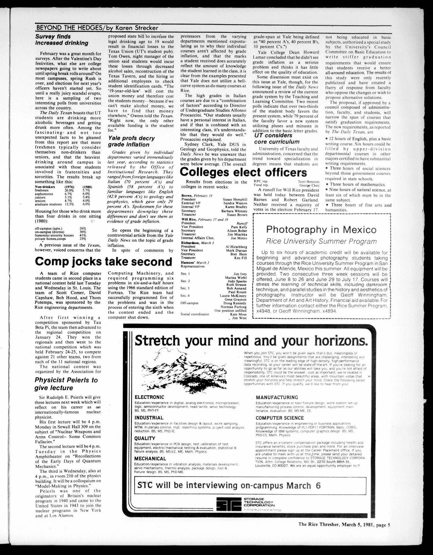The Rice Thresher (Houston, Tex.), Vol. 68, No. 25, Ed. 1 Thursday, March 5, 1981
                                                
                                                    [Sequence #]: 5 of 20
                                                