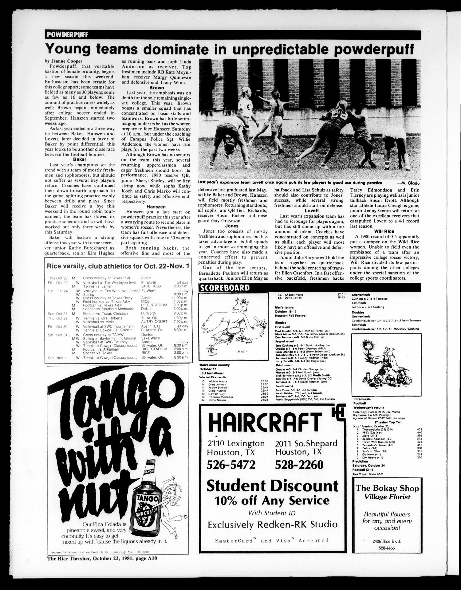 The Rice Thresher (Houston, Tex.), Vol. 69, No. 11, Ed. 1 Thursday, October 22, 1981
                                                
                                                    [Sequence #]: 18 of 20
                                                