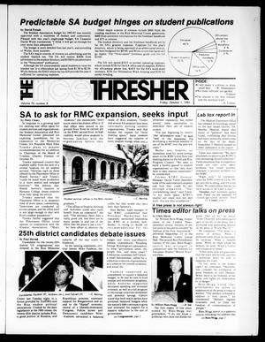Primary view of object titled 'The Rice Thresher (Houston, Tex.), Vol. 70, No. 8, Ed. 1 Friday, October 1, 1982'.