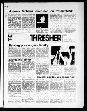 Primary view of object titled 'The Rice Thresher (Houston, Tex.), Vol. 72, No. 2, Ed. 1 Friday, August 24, 1984'.