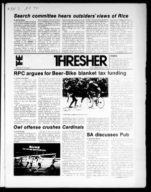 Primary view of object titled 'The Rice Thresher (Houston, Tex.), Vol. 72, No. 7, Ed. 1 Friday, September 28, 1984'.
