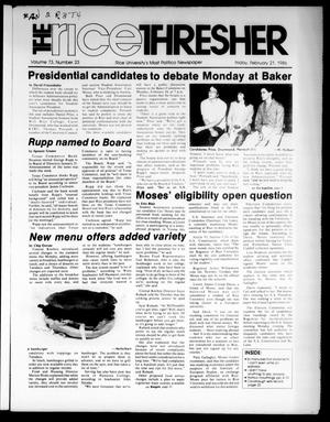 The Rice Thresher (Houston, Tex.), Vol. 73, No. 23, Ed. 1 Friday, February 21, 1986