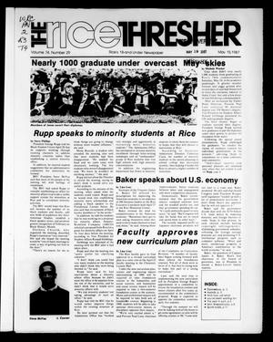 Primary view of object titled 'The Rice Thresher (Houston, Tex.), Vol. 74, No. 29, Ed. 1 Friday, May 15, 1987'.