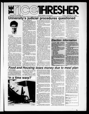 The Rice Thresher (Houston, Tex.), Vol. 75, No. 19, Ed. 1 Friday, February 12, 1988