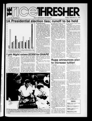 The Rice Thresher (Houston, Tex.), Vol. 75, No. 21, Ed. 1 Friday, February 26, 1988