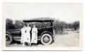 Photograph: [Photograph of Edna Shopp, Elsie Kothmann, and Ana Jentsch with Car]
