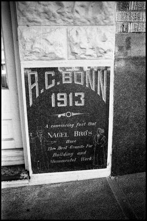 [Photograph of a Cornerstone in Fredericksburg]