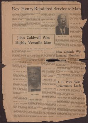 Primary view of object titled '[Various Newspaper Articles Featuring Members of the Black Palestine Community]'.