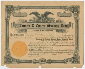 [Stock Share Certificate From Farmers & Citizens Savings Bank]