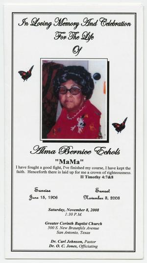 [Funeral Program for Alma Bernice Echols, November 8, 2008]