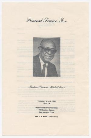 [Funeral Program for Thomas Mitchell Ector, April 2, 1981]