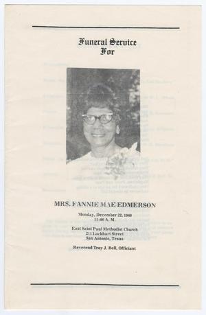 [Funeral Program for Fannie Mae Edmerson, December 22, 1980]