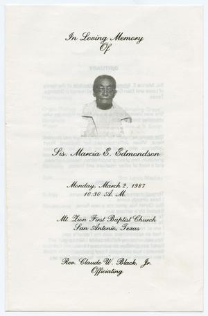 [Funeral Program for Marcia Edmondson, March 2, 1987]