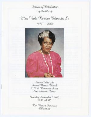 [Funeral Program for Veola Bernice Edwards, Sr., September 2, 2000]