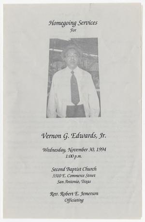 Primary view of object titled '[Funeral Program for Vernon G. Edwards, Jr., November 30, 1994]'.