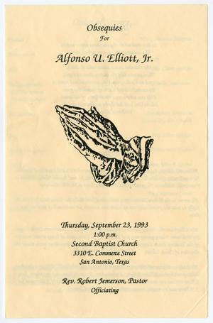[Funeral Program for Alfonso U. Elliott, Jr., September 23, 1993]