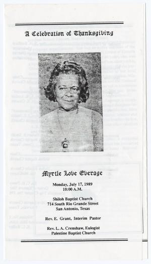 [Funeral Program for Myrtle Love Everage, July 17, 1989]