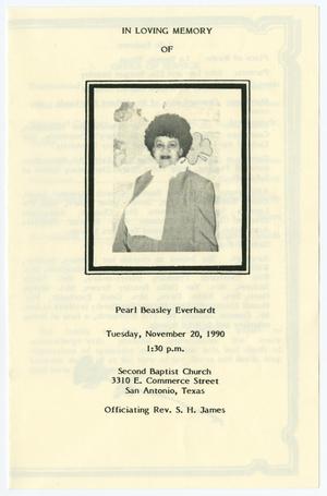 [Funeral Program for Pearl Beasley Everhardt, November 20, 1990]