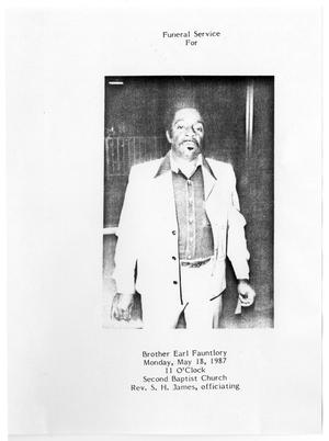 [Funeral Program for Earl Fauntlory, May 18, 1987]