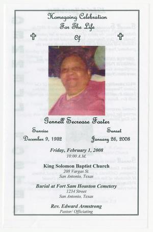 [Funeral Program for Gennell Secrease Foster, February 1, 2008]
