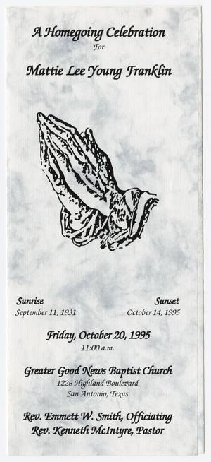 [Funeral Program for Mattie Lee Young Franklin, October 20, 1995]
