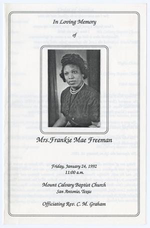 [Funeral Program for Frankie Mae Freeman, January 24, 1992]