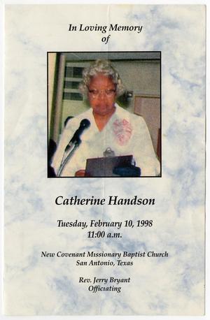 [Funeral Program for Catherine Handson, February 10, 1998]