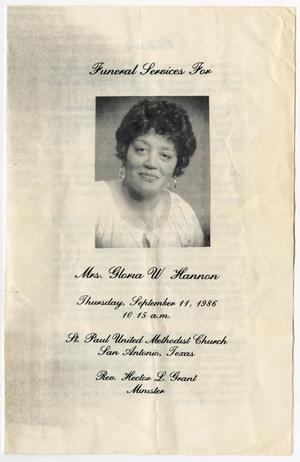 [Funeral Program for Gloria W. Hannan, September 11, 1986]
