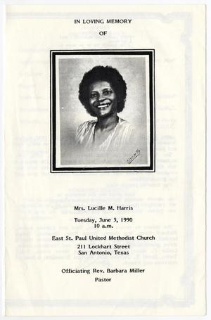 [Funeral Program for Lucille M. Harris, June 5, 1990]