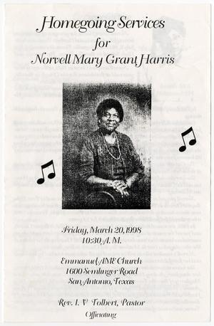 [Funeral Program for Norvell Mary Grant Harris, March 20, 1998]
