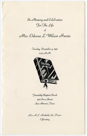 [Funeral Program for Odessa L. Wilson Harris, December 4, 1990]