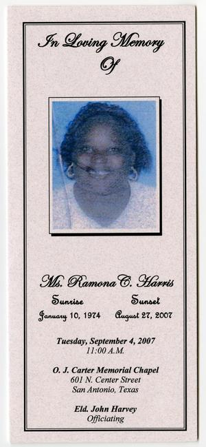 [Funeral Program for Ramona C. Harris, September 4, 2007]