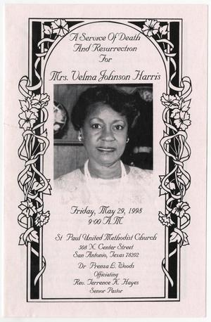 [Funeral Program for Velma Johnson Harris, May 29, 1998]