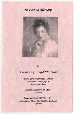 [Funeral Program for Lorraine C. Byrd Harrison, September 23, 1997]