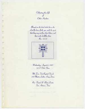[Funeral Program for Esther Hawkins, August 6, 1997]