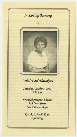 [Funeral Program for Ethel Earl Hawkins, October 5, 1991]