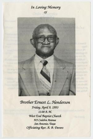 [Funeral Program for Ernest L. Henderson, April 9, 1993]