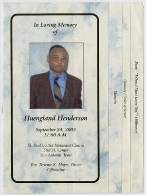 Primary view of object titled '[Funeral Program for Huengland Henderson, September 24, 2003]'.