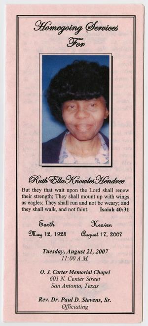 [Funeral Program for Ruth Ella Knowles Hendree, August 21, 2007]