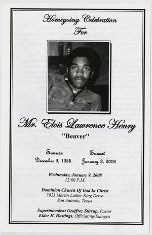 [Funeral Program for Elvis Lawrence Henry, January 9, 2008]