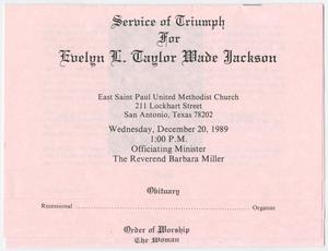 [Funeral Program for Evelyn L. Taylor Wade Jackson, December 20, 1989]