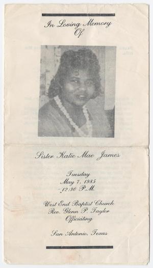 [Funeral Program for Katie Mae James, May 7, 1985]