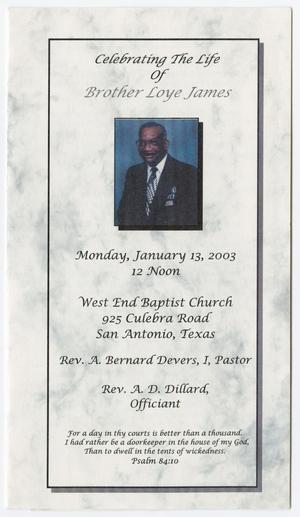 [Funeral Program for Loye James, January 13, 2003]